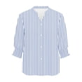 thumbnail image 6 of Ichuanyi Women's Fashion Spring And Summer Button Up Cardigan 3/4 Quarter Sleeve Jacket V-neck Top/shirt, Light Blue, L, 6 of 6