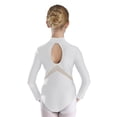thumbnail image 2 of inlzdz Kids Girls Rhinestones Figure Ice Skating Suit Ballet Dance Leotard Mock Neck Bodysuit Long White 12, 2 of 7