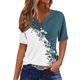 thumbnail image 2 of TaTaai Womens Casual Loose Fit Random Print V Neck Tops Button Decor Short Sleeve T Shirts Soft Lightweight Comfy Fashion Daily Wear Blouses for Women Gift, 2 of 7