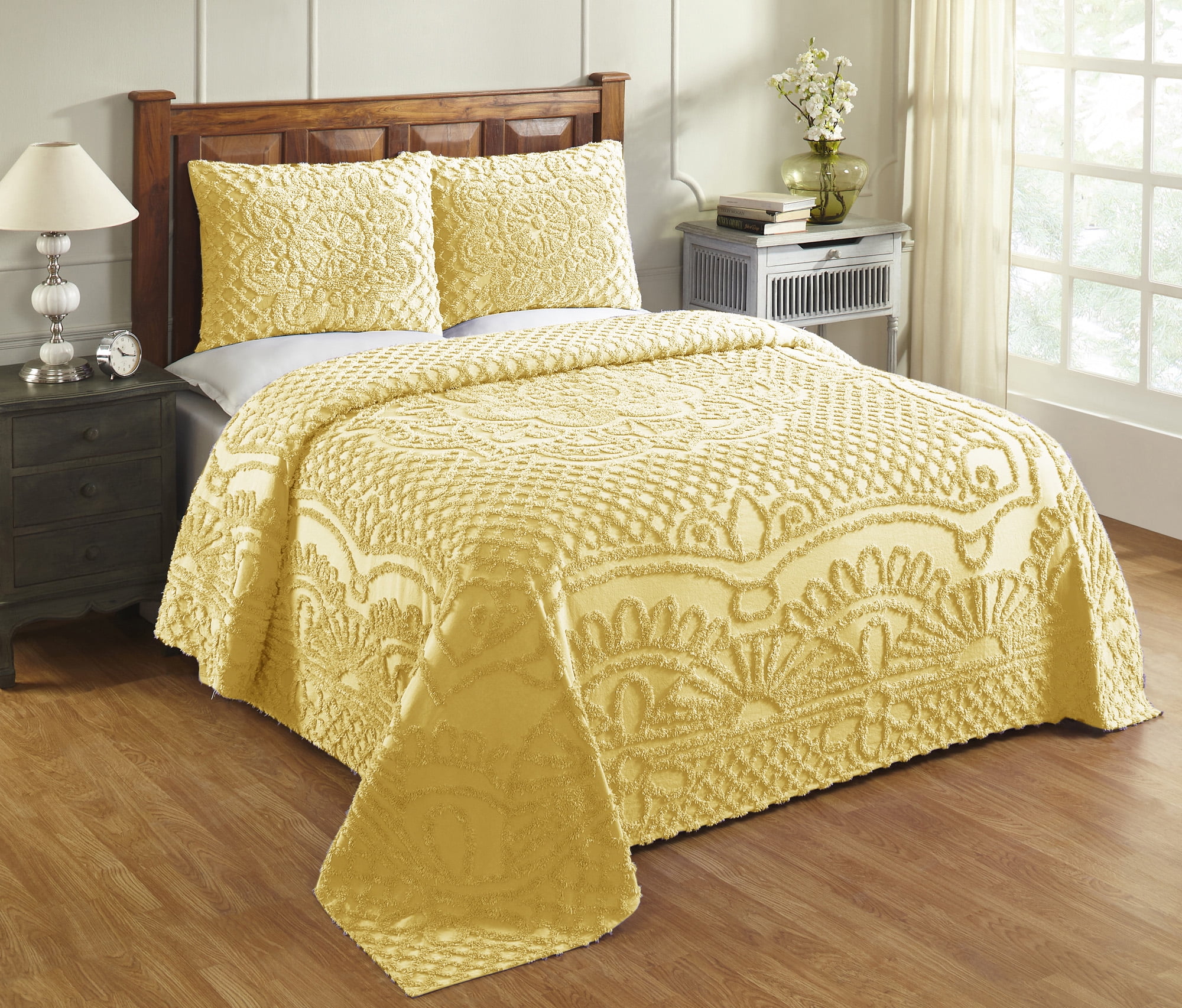 Better Trends Trevor Twin Bedspread with Standard Sham, Yellow ...