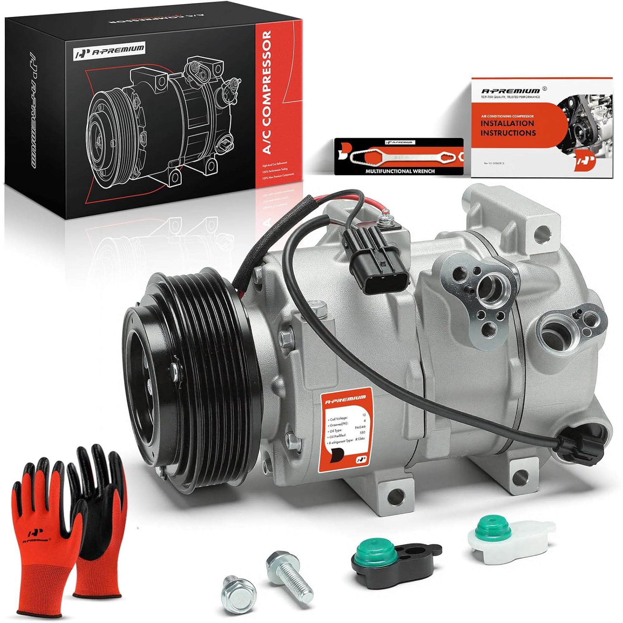 A-Premium Air Conditioner AC Compressor with Clutch Compatible with Hyundai Palisade 3.8L 2020-2022 | Compatible with Hyundai Palisade 3.8L 2020-2022