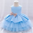 thumbnail image 4 of Fesfesfes Kids Girls Ruffled Princess Dress Infant Toddler Girls Bridesmaid Gown Tulle Birthday Party Dress On Sale, 4 of 9