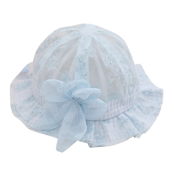 WHAMVOX Skyblue Lace Baby Hat with Adjustable Rope for Sun Protection and Stylish Outfits 624 Months