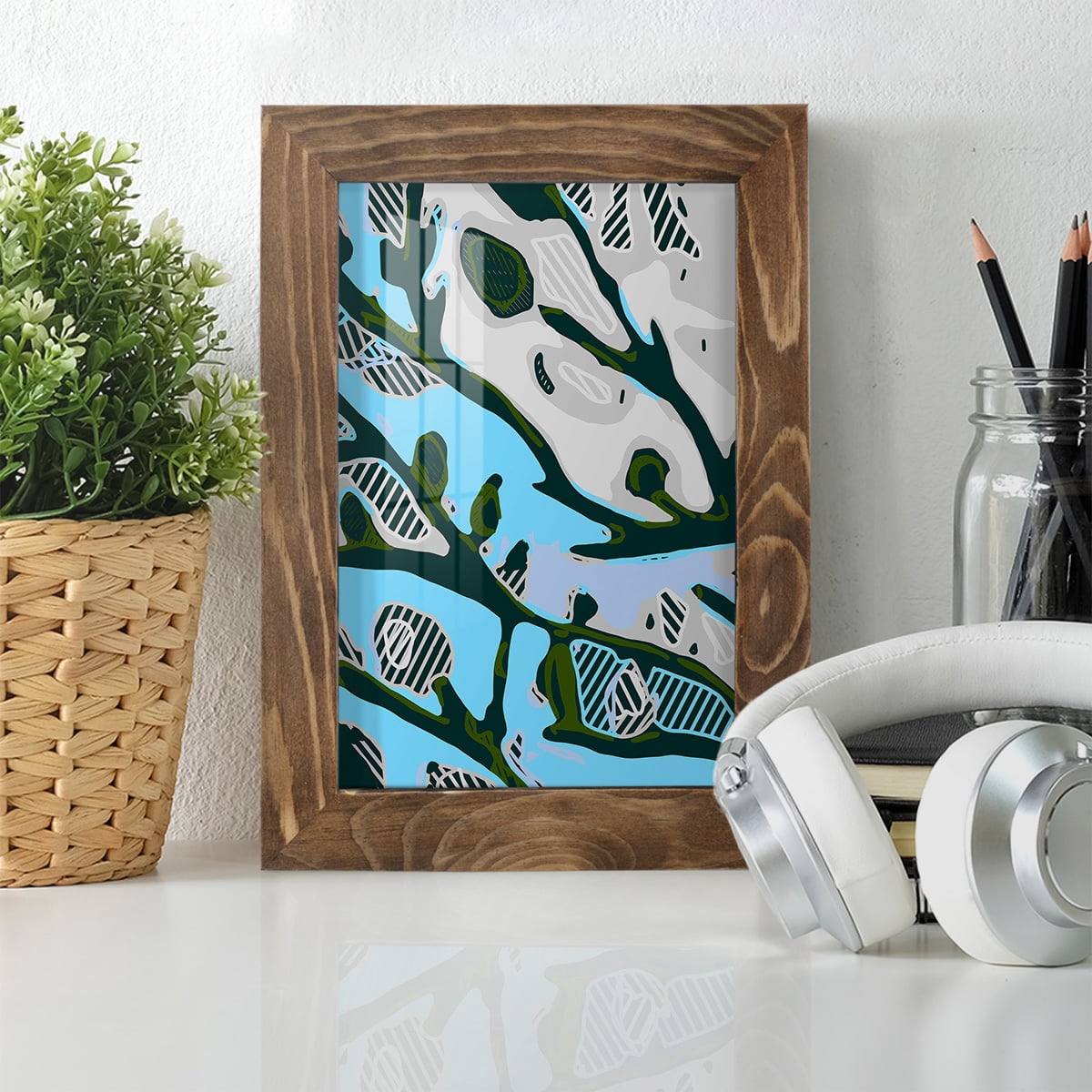 Abstract Tree Limbs I -Framed Print w/glass-Walnut