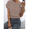 thumbnail image 6 of Gynyvoja Women'S Ruffled Short Sleeve Round Neck Knitted Top Pullovers Sweater Khaki XL, 6 of 8
