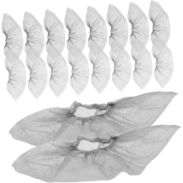 TZZT 100 Pcs Universal Size Booties Covers Indoor Use Non-slip Disposable Thick Non-woven Waterproof Easy to Store