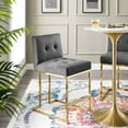 thumbnail image 2 of Counter Stool Chair, Velvet, Metal Steel, Gold Grey Gray, Modern Contemporary Urban Design, Bar Pub Cafe Bistro Hotel Restaurant Hospitality, 2 of 8