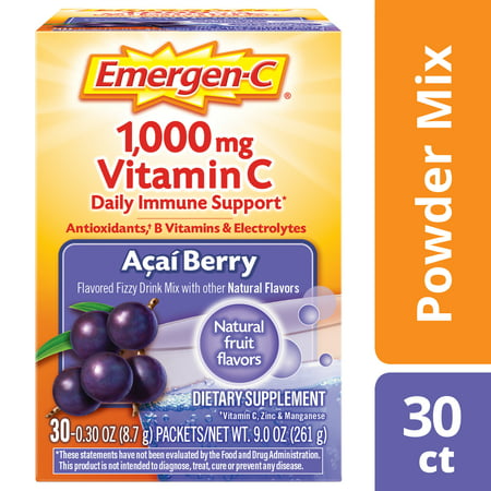 Emergen-C Vitamin C Drink Mix, Acai Berry, 1000mg, 30 (Best Time To Take Acai Berry Supplements)