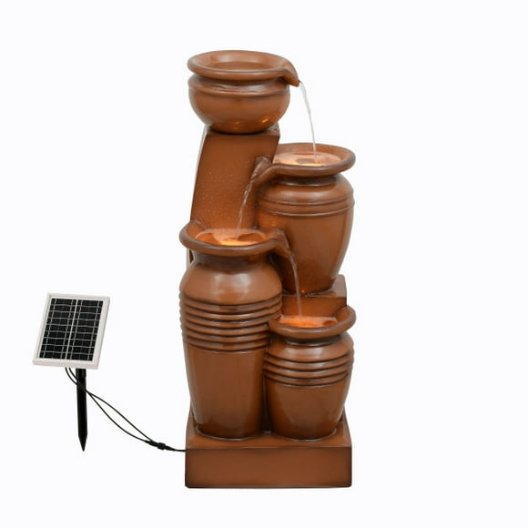 Teamson Home Outdoor 28.7” 4 Tier Cascading Urn Fountain Yard Décor Terracotta