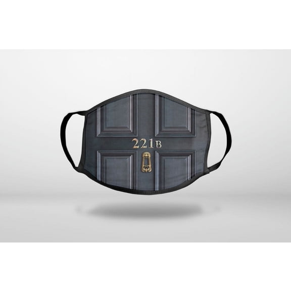 221b Baker Street - 3-Ply Reusable Soft Cloth Face Covering, Unisex, Cotton Inner Layer