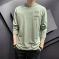 thumbnail image 2 of Camiseta de gran tamaño para hombre, cuello redondo, ropa para hombre, ajuste regular, algodón, talla grande, informal, blanca, estilo coreano original, 2 of 4