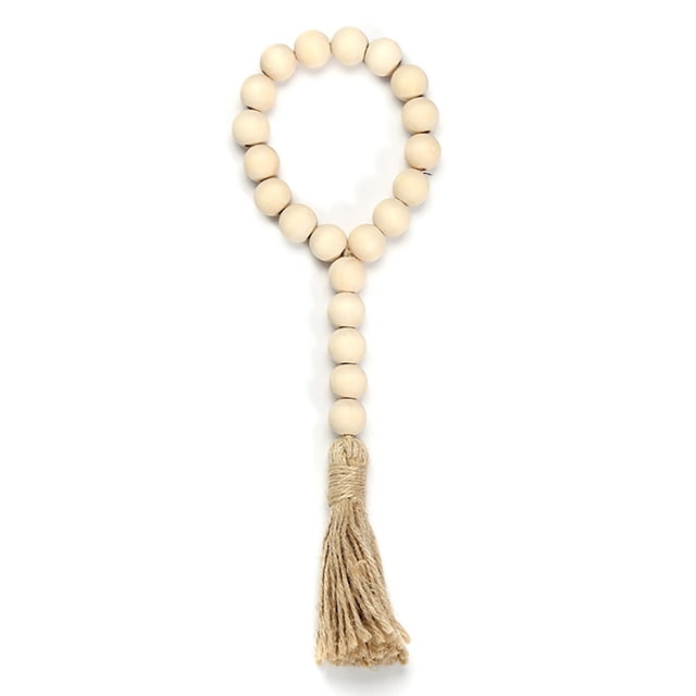 Xihbxyly Guirnalda de Cuentas de Madera, Cuentas de Madera Natural con Borlas, Decoración Bohemia para El Hogar, Adornos Navideños Diy, Decoración Multiusos, Decoración de Mesa Rústica, Opciones de L