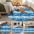 thumbnail image 5 of Ocean Dolphin Round Area Rug 4Ft Washable Circle Rugs for Bedroom Dining Room, Summer Blue Nautical Coastal Waves Non-Slip Carpet Floor Mats Indoor Outdoor Carpet Runner Aesthetic Home Decor, 5 of 8