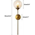thumbnail image 2 of Lámpara de pared industrial, globo de cristal ámbar con lámpara de pared de brazo largo dorado, lámpara de pared junto a la cama dorada, 2 of 5