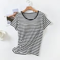 thumbnail image 2 of Tnhcen Striped Bralette Sleepshirt M-2XL Built-in Bra Cami Modal-Blend Lounge Top Seamless Underwire-Free Layer Homewear, 2 of 3