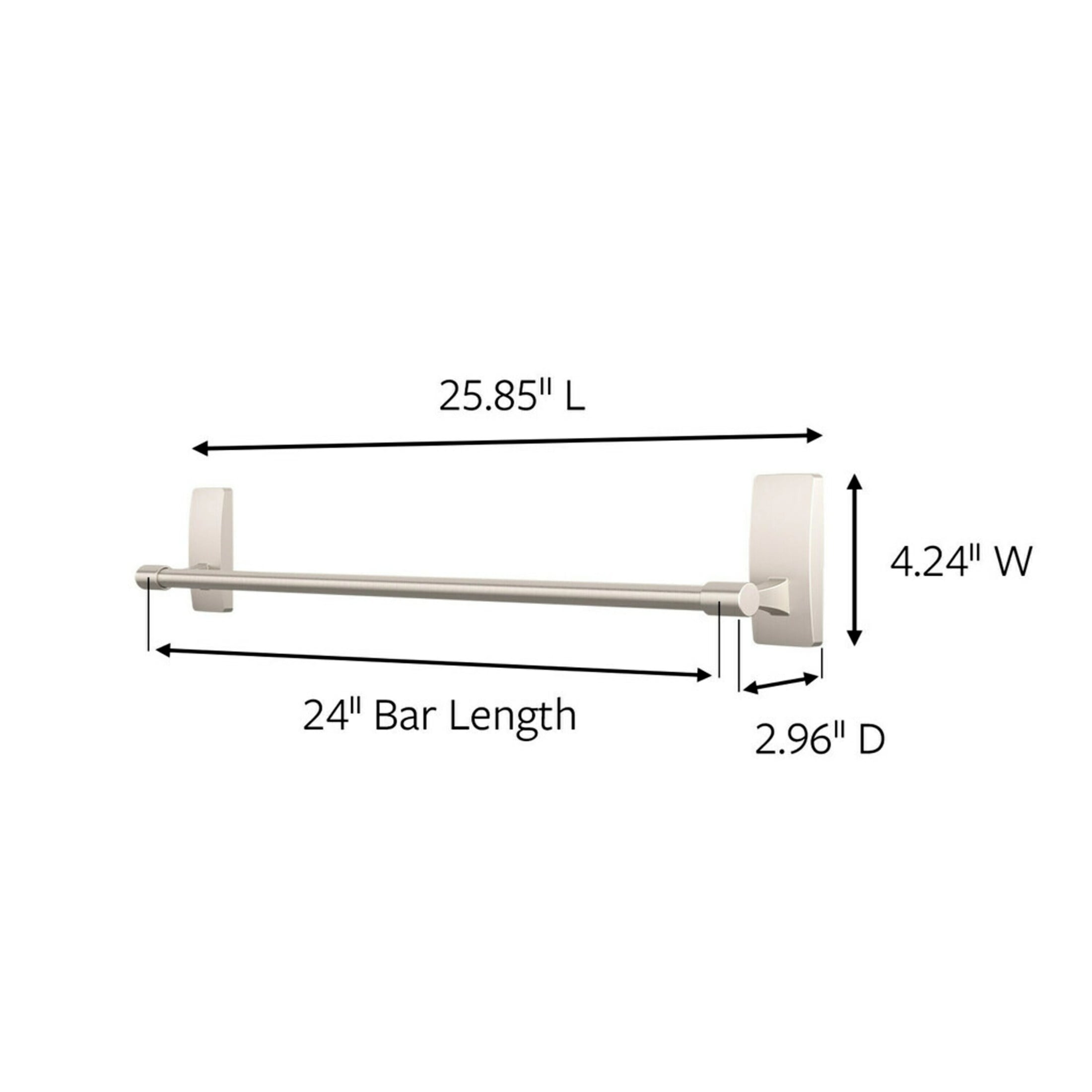 Command Bath Satin Nickel Towel Bar, Holds 10 lbs, 4 Large Strips