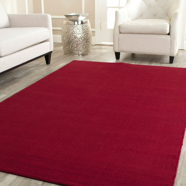 SAFAVIEH Himalaya Rachelle Solid Wool Area Rug, Red, 6' x 6