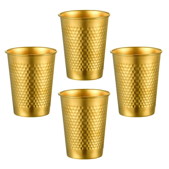Ciwanning Set Of 4 Stainless Steel Drinking Glasses Stackable Camping Cups Metal Milk Mug