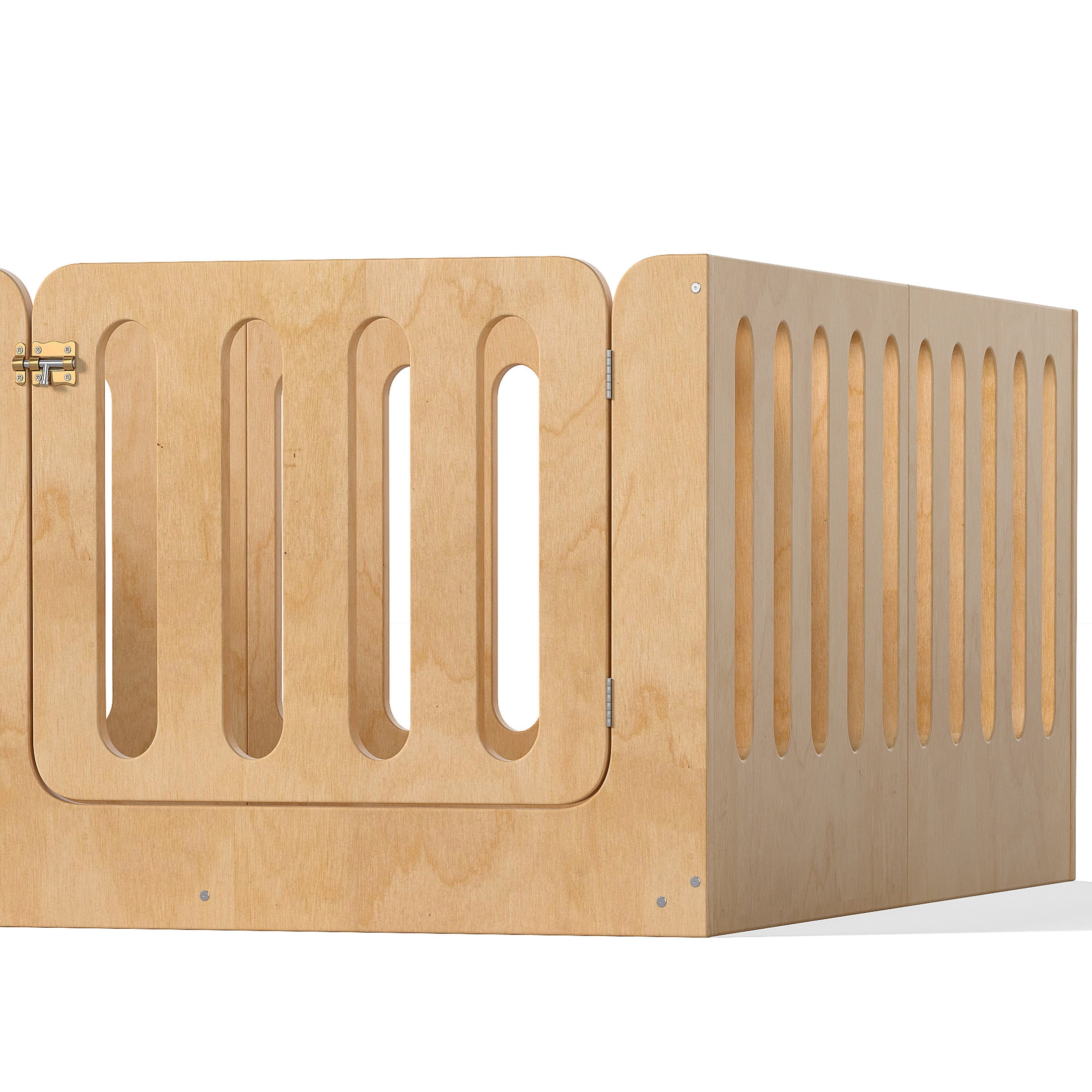 Noble House Queen Size Montessori Floor Bed with High Fence, Solid Wood Kids Bed Frame, Natural