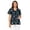 Blue Dog Paw Print, variant on Cute Frog Women Scrub Tops Size 4XL Short Sleeve Comfortable Fashion Scrubs Women's V-Neck Flex Easy Care Fabric