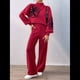 thumbnail image 4 of Conjunto de 2 Piezas para Mujer: Jersey de Punto de Larga y Pantalón , Chándal A Juego Rojo L, 4 of 10