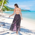 thumbnail image 7 of FORMRS Womens Long Sarong Beach Wrap Semi-Sheer Bikini Skirt Bathing Swimsuit Cover Up, Dark Purple Floral Pattern, 7 of 7