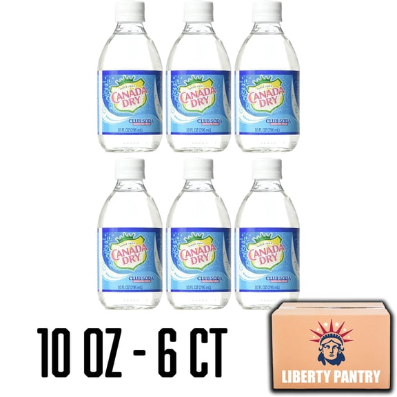 Canada Dry Club Soda, 6 Pack, 10 fl oz Plastic Bottle