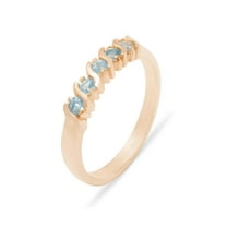 LBG British Made 10k Rose Gold Natural Blue Topaz Womens Eternity Ring - 33 size options - Sizes 4 to 12 Available
