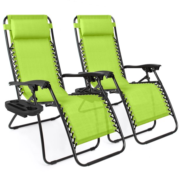 Best Choice Products Set of 2 Zero Gravity Lounge Chair Recliners for Patio, Pool w/ Cup Holder
