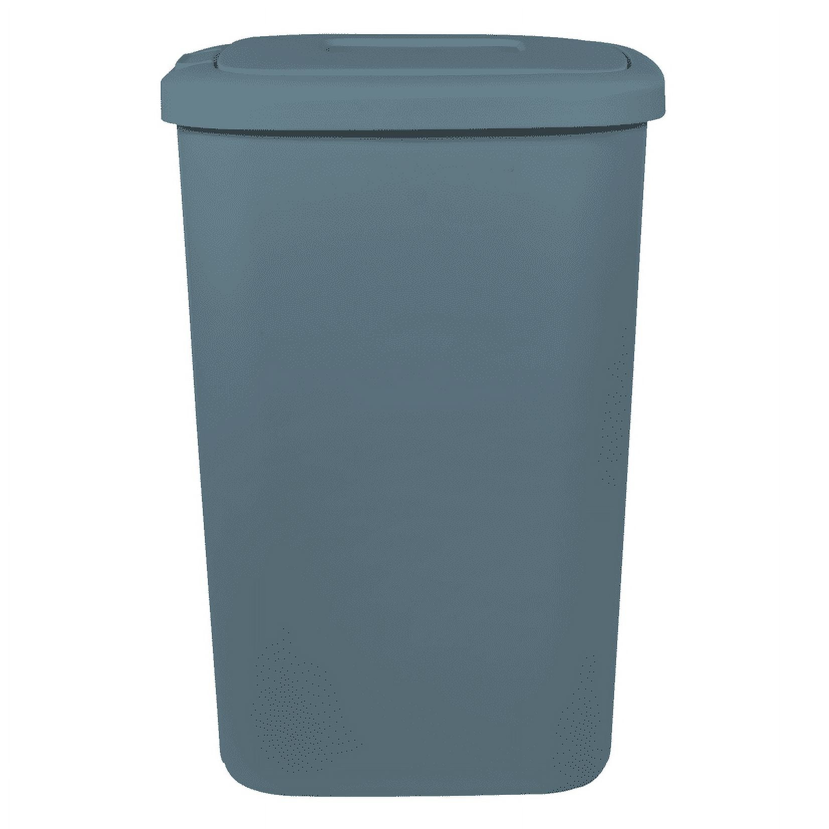Hefty 13.3-gal Touch Lid Trash Can Blue with Decorative Texture
