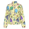 thumbnail image 5 of Jackets for Women Winter Coat Jackets Flannel Stand Collar Jacket(Meet Me at My Happy Place Yellow Pattern,Size:S-4XL), 5 of 7