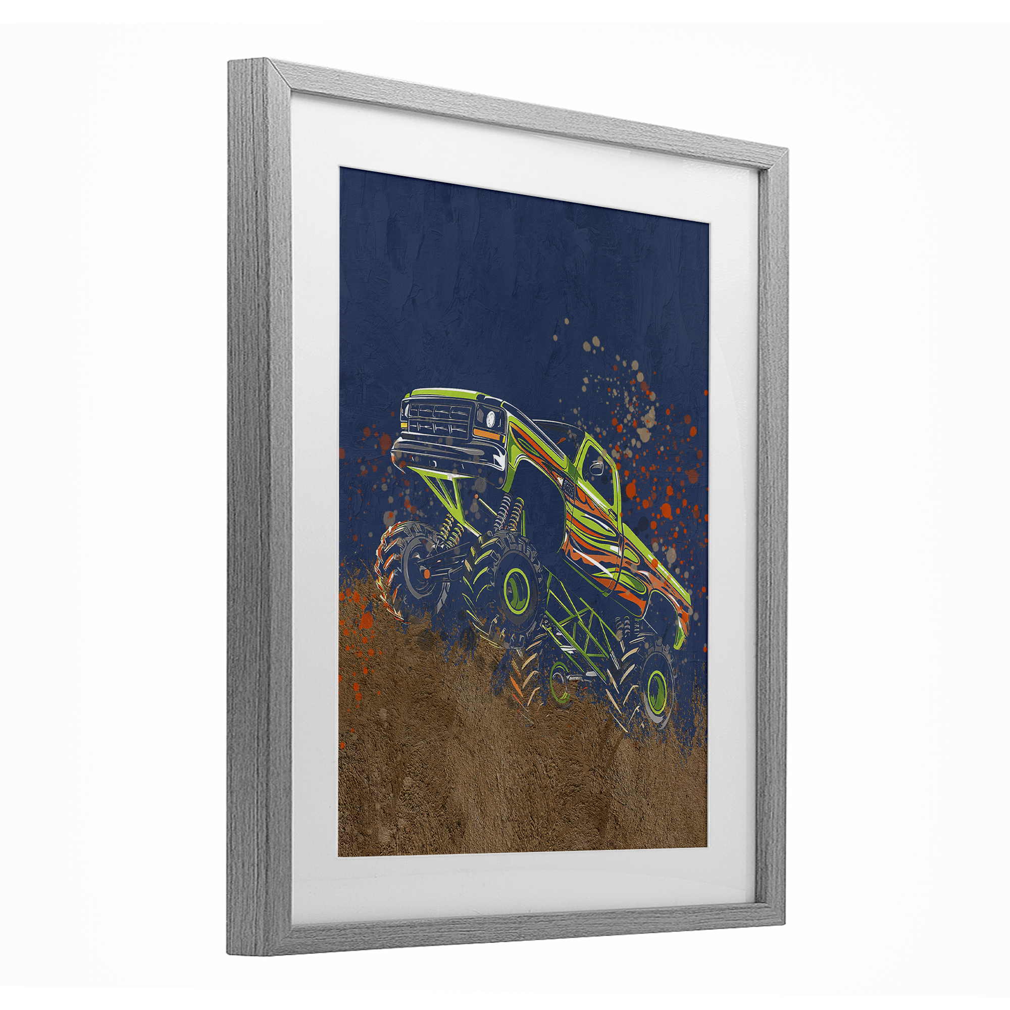 My Jam Truck Adventure Gray Framed Print Under Glass, design by Kim Allen