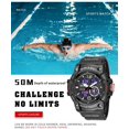 thumbnail image 2 of (Verde militar) Relojes para hombres Reloj de pulsera deportivo impermeable al aire libre militar Fecha Multifunción LED Cronómetro con alarma, Relojes digitales para hombres, Cara grande, Digital, 2 of 5