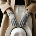 thumbnail image 2 of Women's Winter Fleece Gloves with Soft Warm Lining, Contrast Cuff and Button Detail, Lightweight Full-Finger Cold-Weather Gloves, 2 of 5