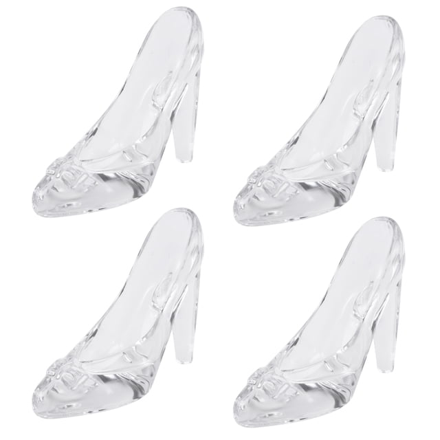 4X Zapatos de Cristal de Cristal Decoración para El Hogar Cenicienta Zapatos de Tacón Alto Zapatos de Boda Figuras