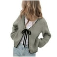 thumbnail image 2 of Sriper Cozy Sweaters for Women V-Neck Long Sleeve Knit Cardigan Sweater Bow-Tied Drop Shoulder Warm Fall Outerwear 2025 Work Trendy Clothes, 2 of 4