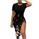 thumbnail image 1 of Vestido con cordón estampado de cuello redondo y manga corta de verano para mujer Pompotops ghjkhdj12353, 1 of 5
