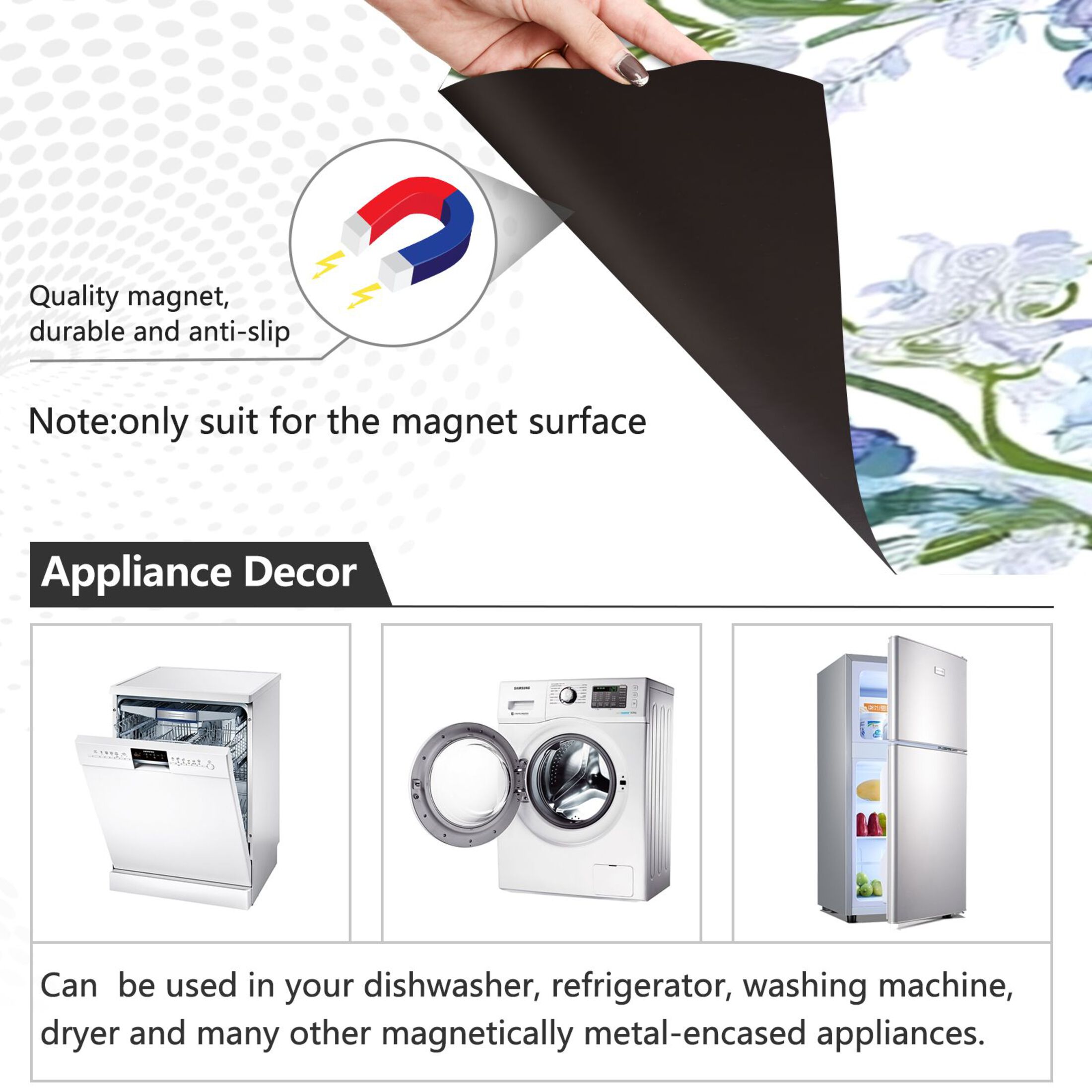 IAUYY Magnetic decorative sticker - 23x26 Inch PVC Refrigerator Decorative Cover, Removable DIY Art for Kitchen Appliances Delicate Green