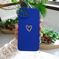 thumbnail image 3 of Compatible for iPhone 14 Plus Case Luxury Gold Heart Pattern, Side Cute Plated Heart Pattern Case for Women Girls Soft TPU Shockproof Camera Protective Back Cover Case - Blue, 3 of 10