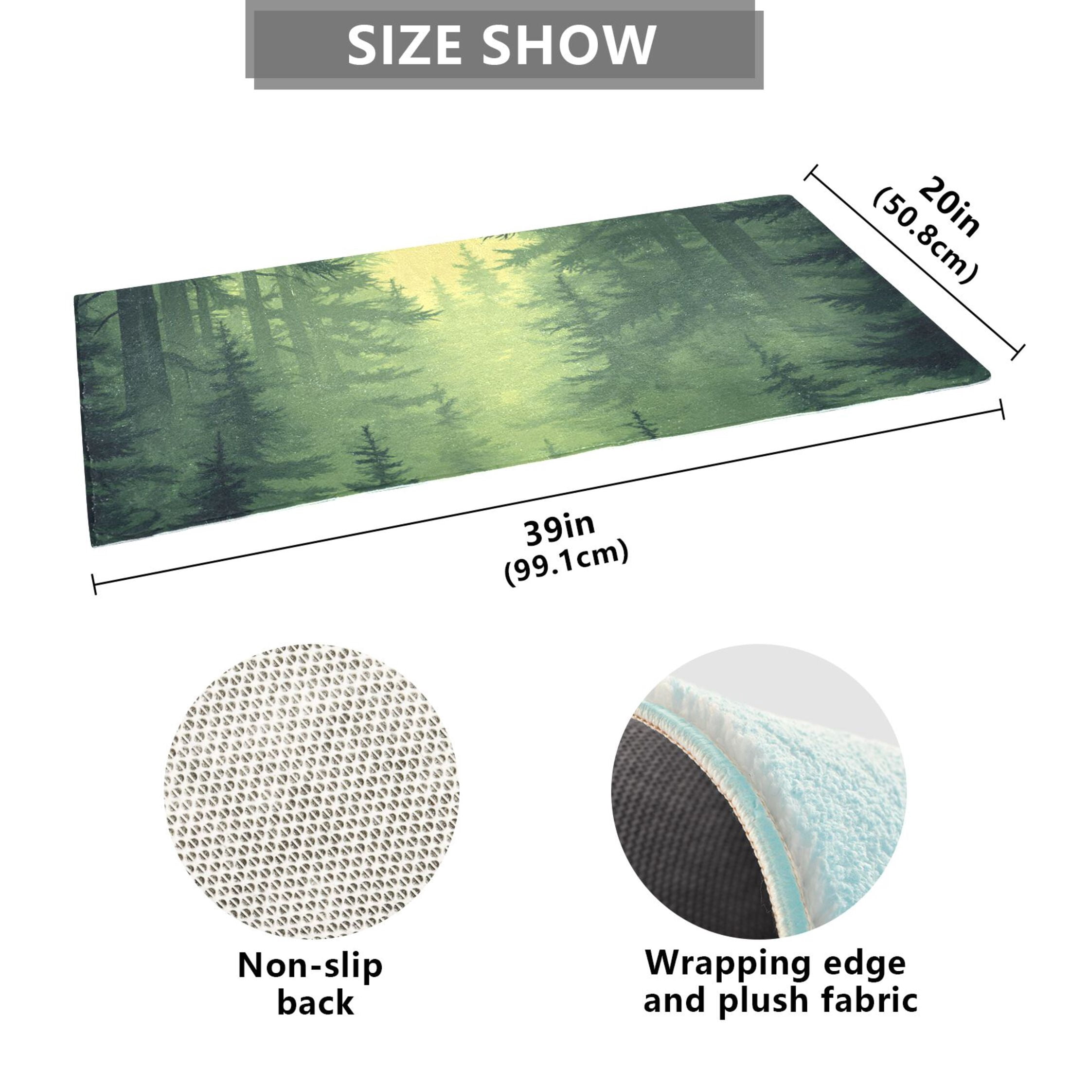 Green Forest 39x20" Bath Mat Carpet, Absorbent and Non-Slip for Kitchen or Bathroom, Quick-Drying
