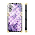 thumbnail image 3 of FKBRCL4U Compatible with Samsung Galaxy A15 Case, Purple Butterfly Flowers Leaf Luxury Golden Decoration for Girl Women Soft TPU Shockproof Protective Hard PC Back, 3 of 7