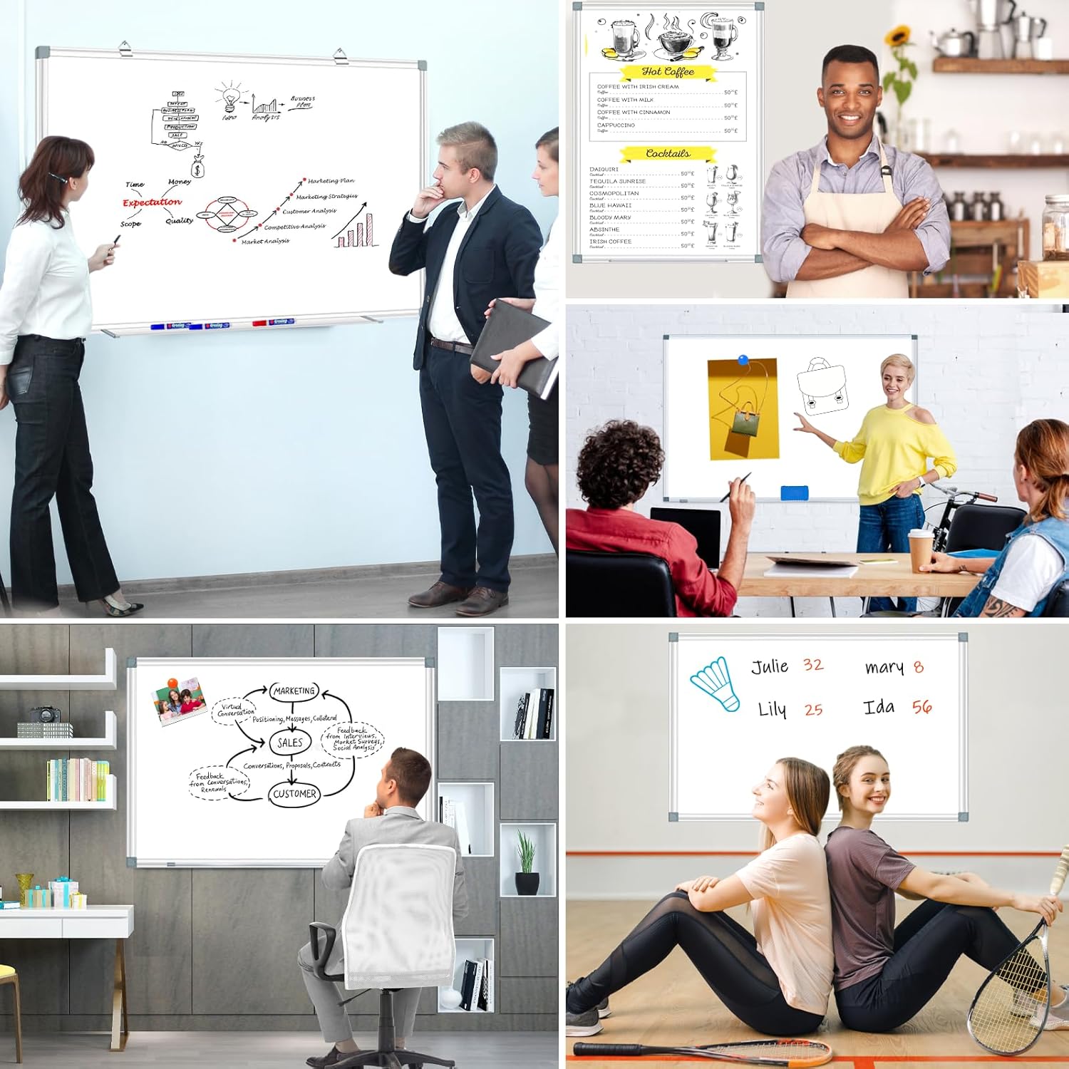 H-Qprobd Dry Erase Board 48 X 36 Inch, 4' X 3' Wall-Mounted White Board with Marker Tray, Presentation Board for Home Office Classroom
