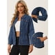 thumbnail image 2 of Chaqueta de mezclilla Allegra K con Cinturón para mujer Vaquera Azul oscuro XS, 2 of 6