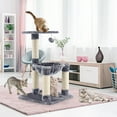 thumbnail image 2 of Gymax Cat Tree Multi-Level Cat Tower w/ Scratching Posts & Cat Hammock Grey, 2 of 10