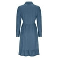 thumbnail image 7 of Oksale Denim Dresses for Women Trendy Ruffle Hem Button Down Dress with Pockets Casual Lapel Long Sleeve Midi Dresses Vintage Cowgirl Dress Blue L, 7 of 7