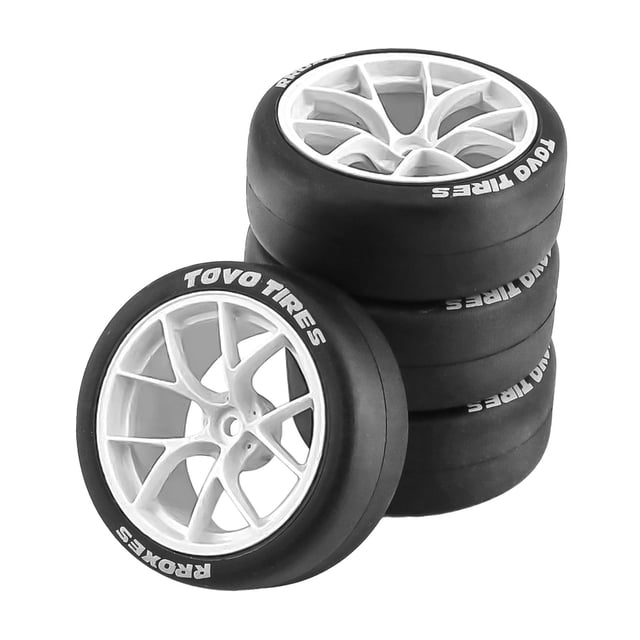4 neumáticos de derrape para coches de control remoto, resistentes al desgaste, cubo de 12mm, duraderos, reemplaza para XV01 1:10 RC, accesorio para , blanco CUTICAT neumáticos de coche rc