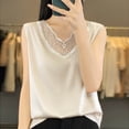 thumbnail image 2 of Save On Ice Silk Tank Tops for Women Lace Trim V Neck Sleeveless Shirts Solid Basic Camisole Light Breathable Tunic Blouses 2025 Dressy Casual Beach Vacation Clothes, 2 of 3