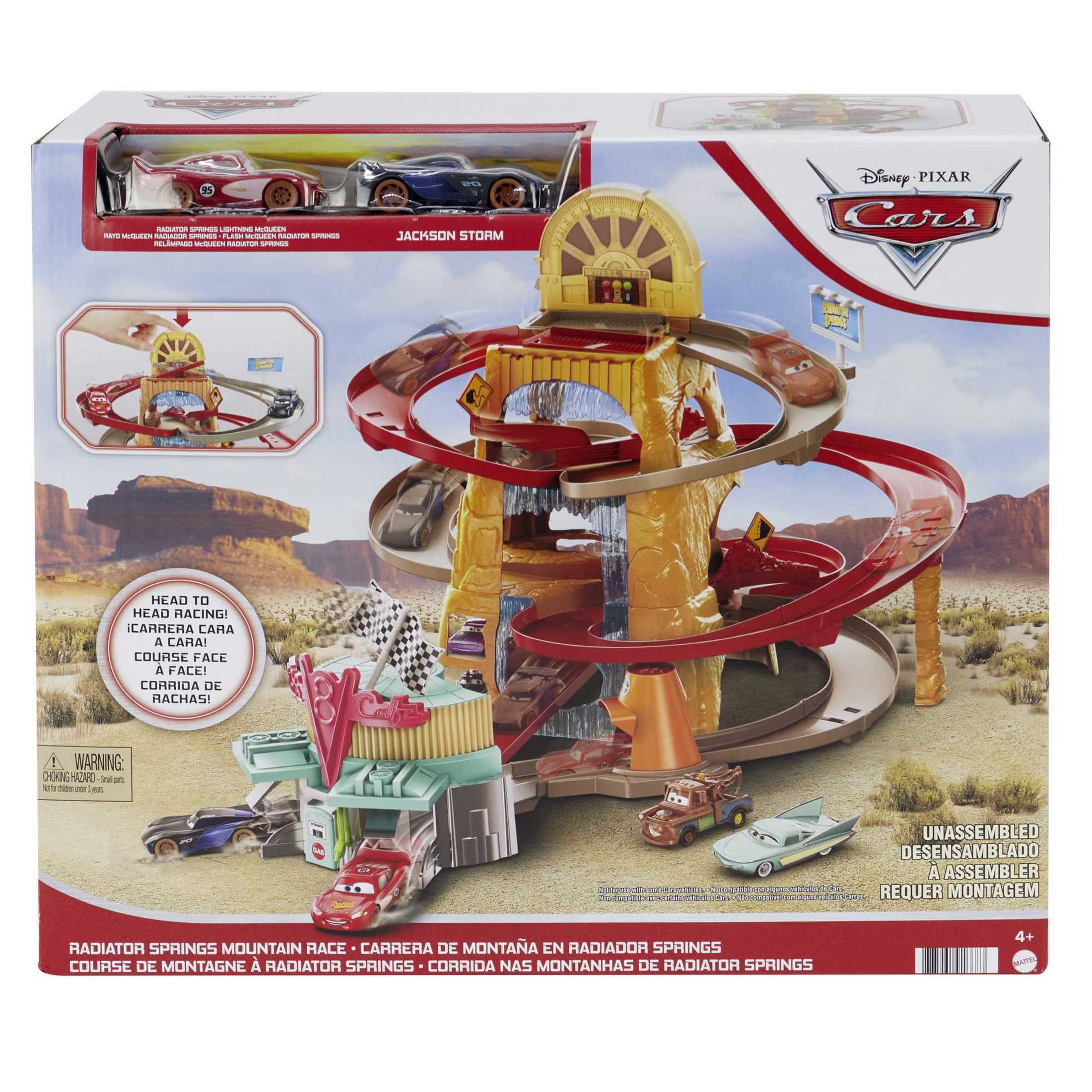 Disney Pixar Cars Radiator Springs Mountain Race Playset, Lightning McQueen & Jackson Storm Toy Cars