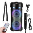 thumbnail image 1 of 1 juego de altavoces portátiles con micrófonos, altavoces para exteriores con subwoofer, sistema de altavoces PA portátil con control remoto y luces LED de colores para fiestas en casa., 1 of 6