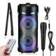 thumbnail image 1 of 1 juego de altavoces portátiles con micrófonos, altavoces para exteriores con subwoofer, sistema de altavoces PA portátil con control remoto y luces LED de colores para fiestas en casa., 1 of 6